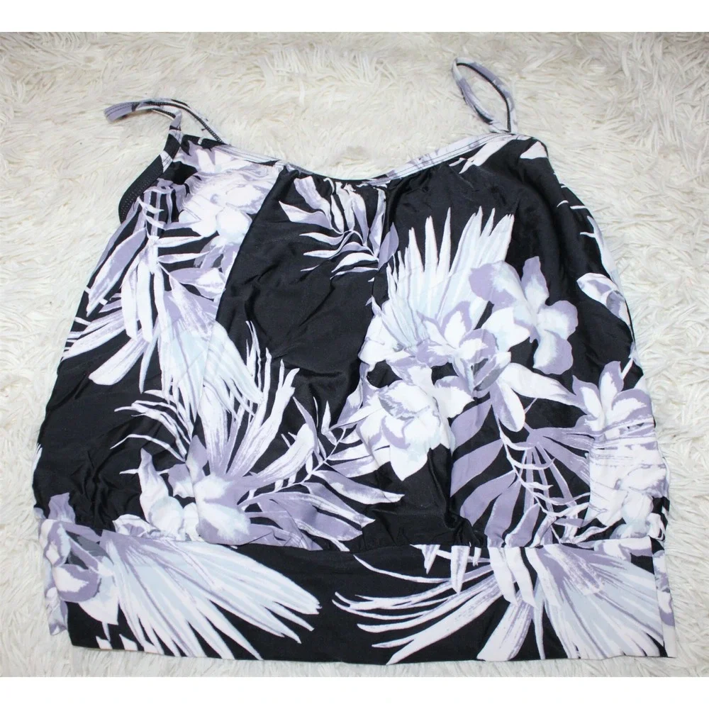 Women's Blouson Tankini Top Kona Sol Black/White Small